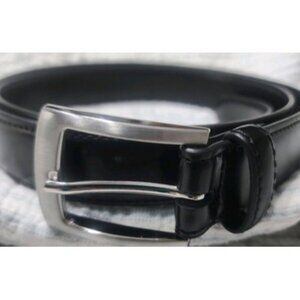 Sportoli Classic Leather Belt Black Single Prong silver Buckle Mens Belt Size 40